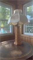 Handcrafted oak base table lamp