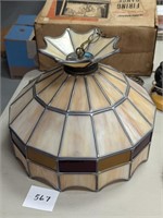 Leaded Glass Hanging Light - 16"