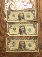 (3) 1963 One Dollar Bills