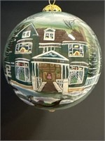 CT R Reverse Hand Painted glass Xmas Ornament
