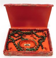 Genuine Jade Jewelry Set - Long Necklace, Choker