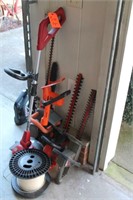 6pc lot; hedge trimmers, chainsaw, weedeater,