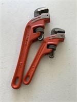 TWO PITTSBURGH PIPE WRENCHES 8”- 10”