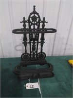 Vintage Cast Iron Umbrella Stand with Oval Drip Tr