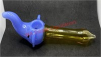 Glass pipe blue elephant with yellow mouth piece