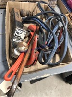 REESE HITCH/ 2" BALL, PIPE WRENCH, CROW BAR,