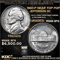 ***Auction Highlight*** 1960-p Jefferson Nickel Ne