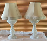 Very Nice Pair of Vintage Milk Glass Lamps