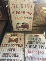 3 TIN GARAGE SIGNS