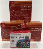 (3) Mini Net Lights & 150 Motion Christmas Lights