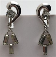 Silver Earrings W Clear Stones