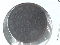 1890 1 Cent Canadian F