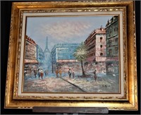 French Street Scene Oil On Canvas Caroline Burnett
