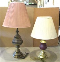 (2) Brass & Glass Table Lamps