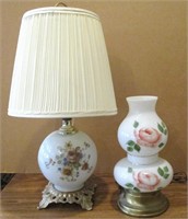 (2) Floral Painted Bedroom Lamps