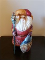 Hand Carved Russian Wooden Santa Sculpture