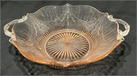 Vintage Pink Depression Glass Fruit Serving Bowl