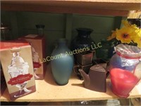assorted vases covered candy dishes misc