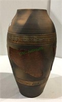 Larger pottery vase with applied lizard skin -
