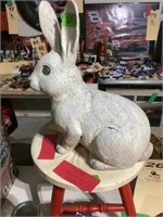 Plastic rabbit lawn ornament