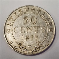 1917 Silver Canadian 50 Cent Coin