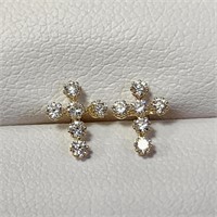 14K Gold & CZ Cross Earrings