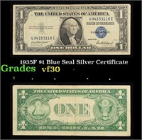 1935F $1 Blue Seal Silver Certificate Grades vf++