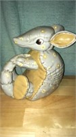 8” tall plaster diamond D armadillo