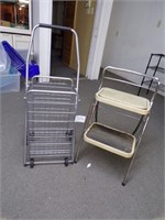 Step Stool Chair Rolling Basket