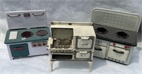GROUP OF THREE TOY OVENS - 1 CAST IRON