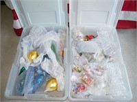 2 WHITE RUBBERMAIN TOTES FILLED w/ LOVELY GLASS