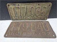 Pair of Truck  Indiana 1932  License Plates