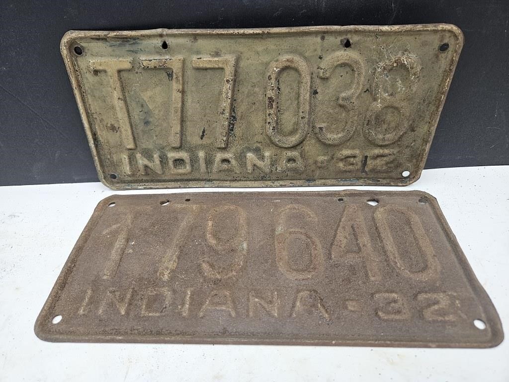 Pair of Truck  Indiana 1932  License Plates