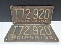 Pair  Matching Truck Indiana 1932  License Plates