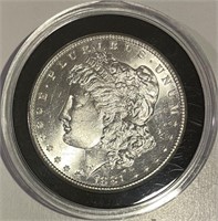 US Brilliant UNC 1881S Silver Morgan $1