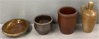 Redware & Stoneware Crocks; Jug & Plate