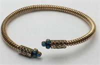 Victorian Gold Filled And Turquoise Cuff Bracelet