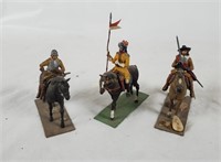 3 Horseback Cavalier Plastic Figures Airfix 1977