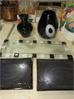 (4) PIECES OF BLACK AMETHYST GLASS