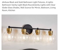 diniluse Black and Gold Bathroom Light Fixtures