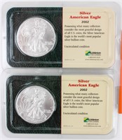 Coin 2 American Silver Eagles 2002 in Holders