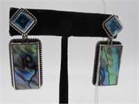 .925 STERLING TOPAZ AND ABALONE SHELL EARINGS $499