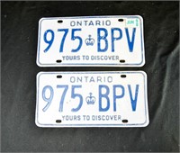 ONTARIO LICENSE PLATES (matching set)