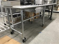 8' SS Rolling Work Table 30" Deep