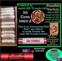 THIS AUCTION ONLY! BU Shotgun Lincoln 1c roll, 196