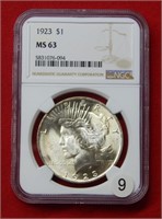 1923 Peace Silver Dollar NGC MS63