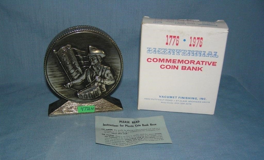 Bicentennial silver color hard plastic coin bank w