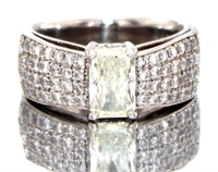Platinum 1.84 ct Natural Radiant Diamond Ring