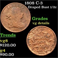 1808 C-3 Draped Bust 1/2c Grades vg details