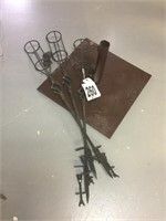 3 Decorative Torch Holders and Metal Umbrella
